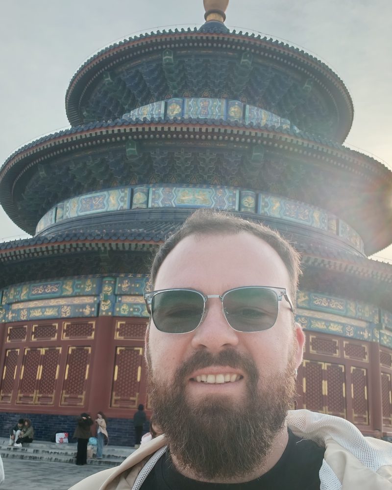Teacher Reed in front of the Temple of Heaven in Beijing